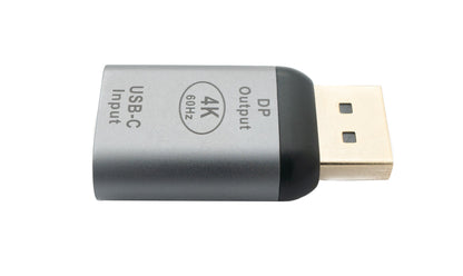 SYSTEM-S USB 3.1 Adapter Typ C Buchse zu DisplayPort DP Stecker 4k HDTV Kabel in Grau