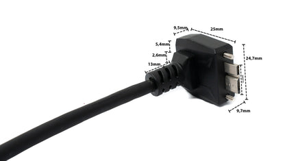 SYSTEM-S USB 3.0 Kabel 30 cm Micro B Stecker zu Typ A Stecker Schraube Winkel in Schwarz