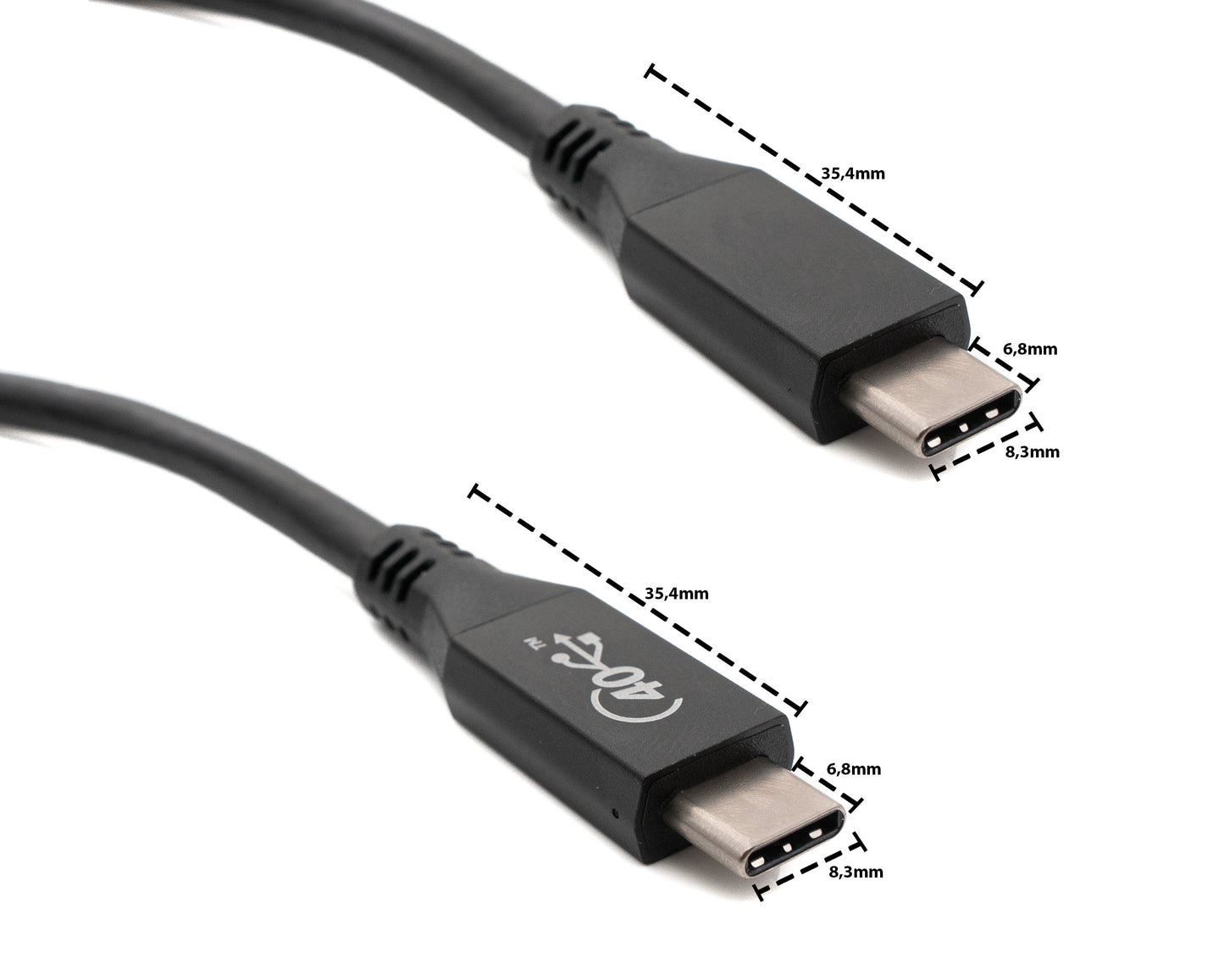 SYSTEM-S USB4 USB Kabel 50 cm Typ C Stecker zu Stecker 40 Gbit/s USB 4.0 in Schwarz