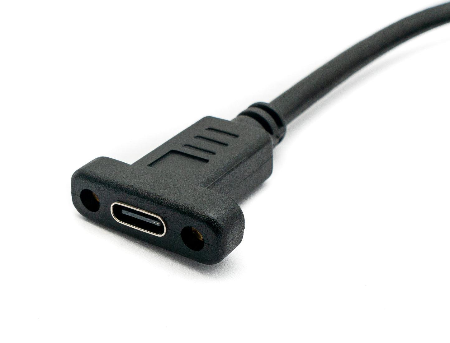SYSTEM-S USB 3.1 Kabel 60 cm Typ C Stecker zu Buchse Schraube in Schwarz