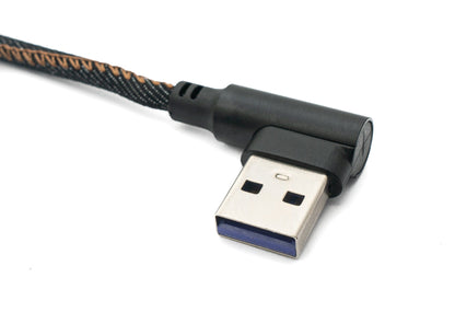 SYSTEM-S USB 3.1 cable 100cm Type C male to 3.0 Type A male braided angled black