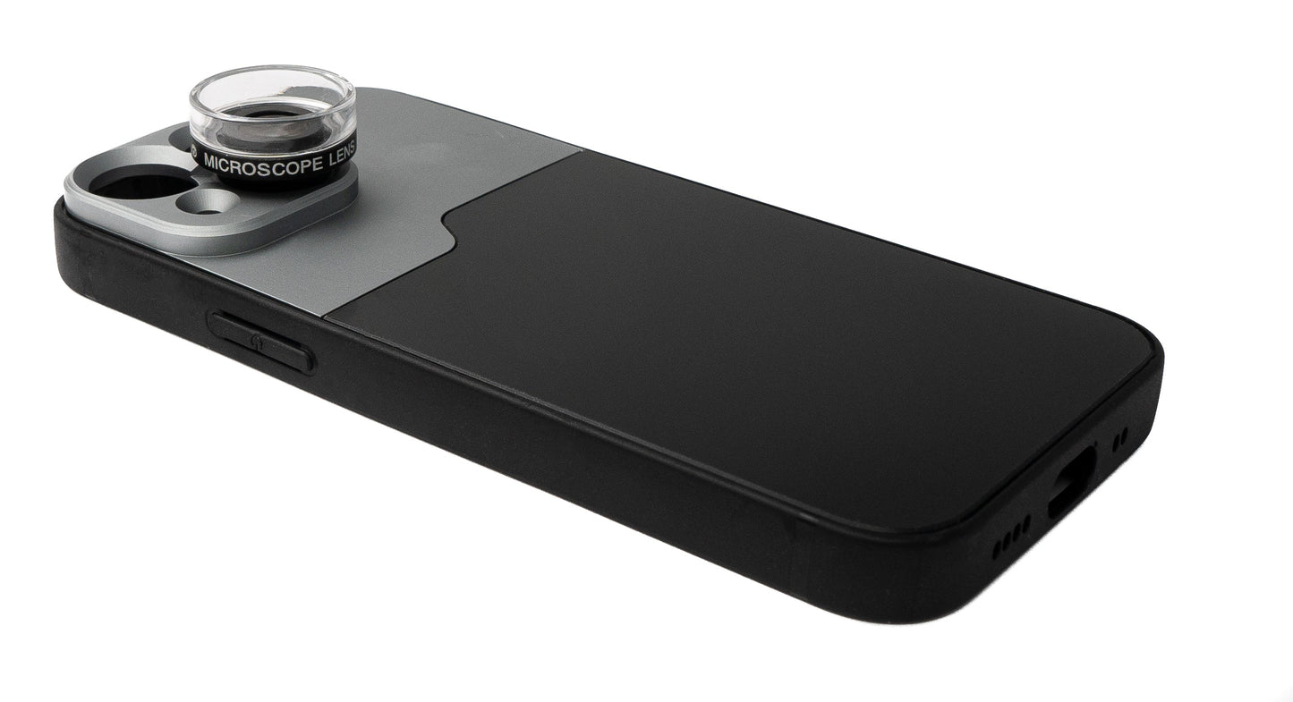 SYSTEM-S Makro Linse 30x Mikroskop Filter mit Hülle in Schwarz für iPhone 13 Mini