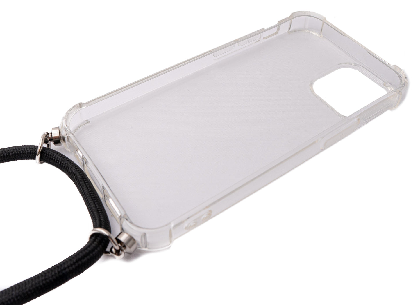 SYSTEM-S Silicone Protective Case with Neck Strap in Transparent Case for iPhone 13 Mini