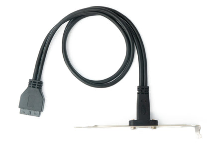 SYSTEM-S USB 3.1 cable 50 cm Type C female to 20-pin PCI screw cable in black
