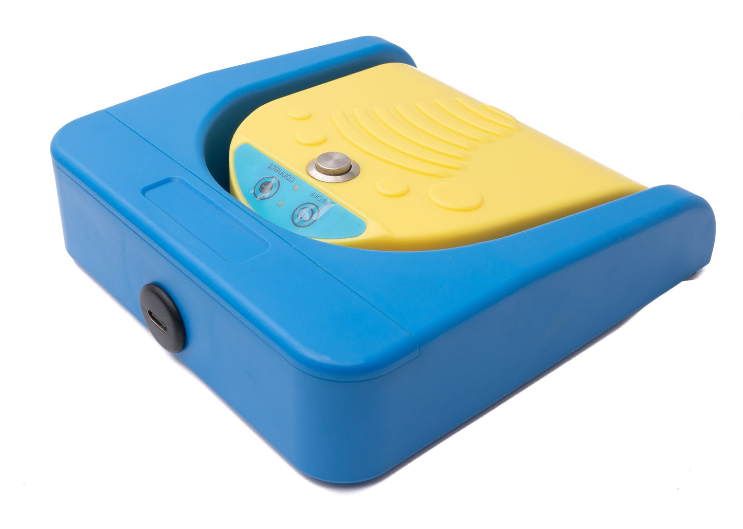 SYSTEM-S Bluetooth Fußpedal kabellos mit extra Taste USB Typ C für PC Hotkeys Blau Gelb