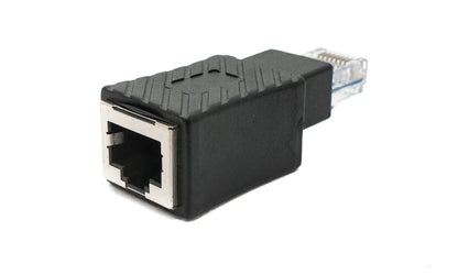 SYSTEM-S LAN Adapter RJ45 Buchse zu Stecker Ethernetadapter Kabel in Schwarz