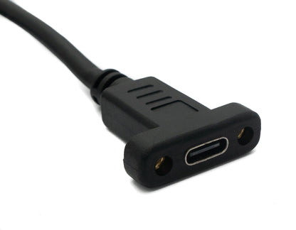 SYSTEM-S USB 3.1 Kabel 2 m Typ C Stecker zu Buchse Schraube Winkel in Schwarz