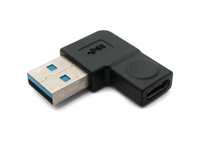 SYSTEM-S USB 3.1 Adapter Typ C Buchse zu 3.0 Typ A Stecker Winkel Kabel in Schwarz