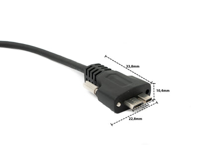 SYSTEM-S USB 3.0 Kabel 30 cm Micro B Stecker zu Typ A Stecker Schraube in Schwarz