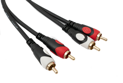 SYSTEM-S Cinch 2 RCA Kabel 20 m Stecker zu Stecker Stereo AV in Schwarz