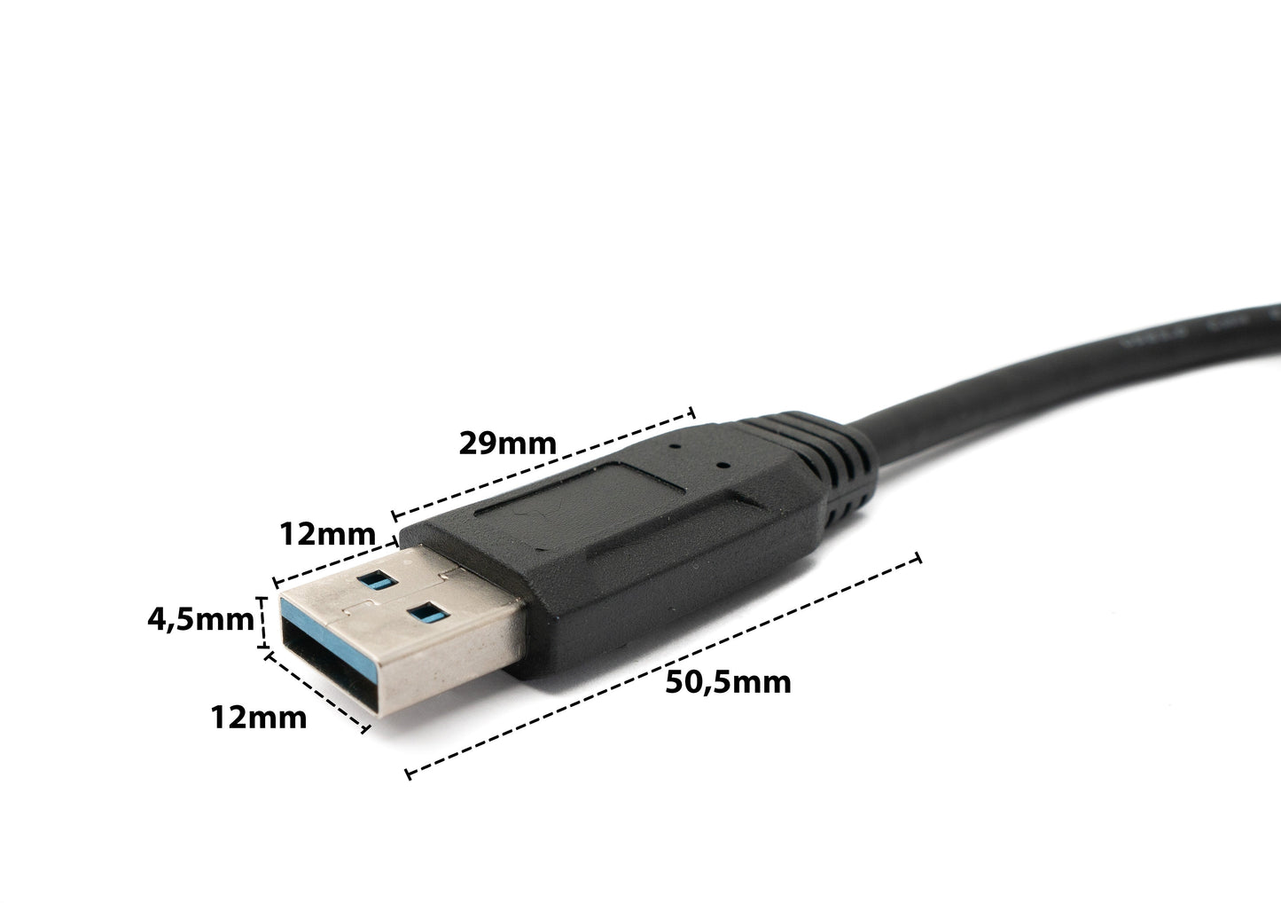 SYSTEM-S USB 3.0 Kabel 30 cm Micro B Stecker zu Typ A Stecker Schraube Winkel in Schwarz