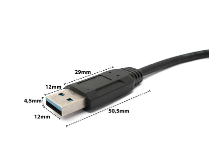 SYSTEM-S USB 3.0 Kabel 30 cm Micro B Stecker zu Typ A Stecker Schraube Winkel in Schwarz