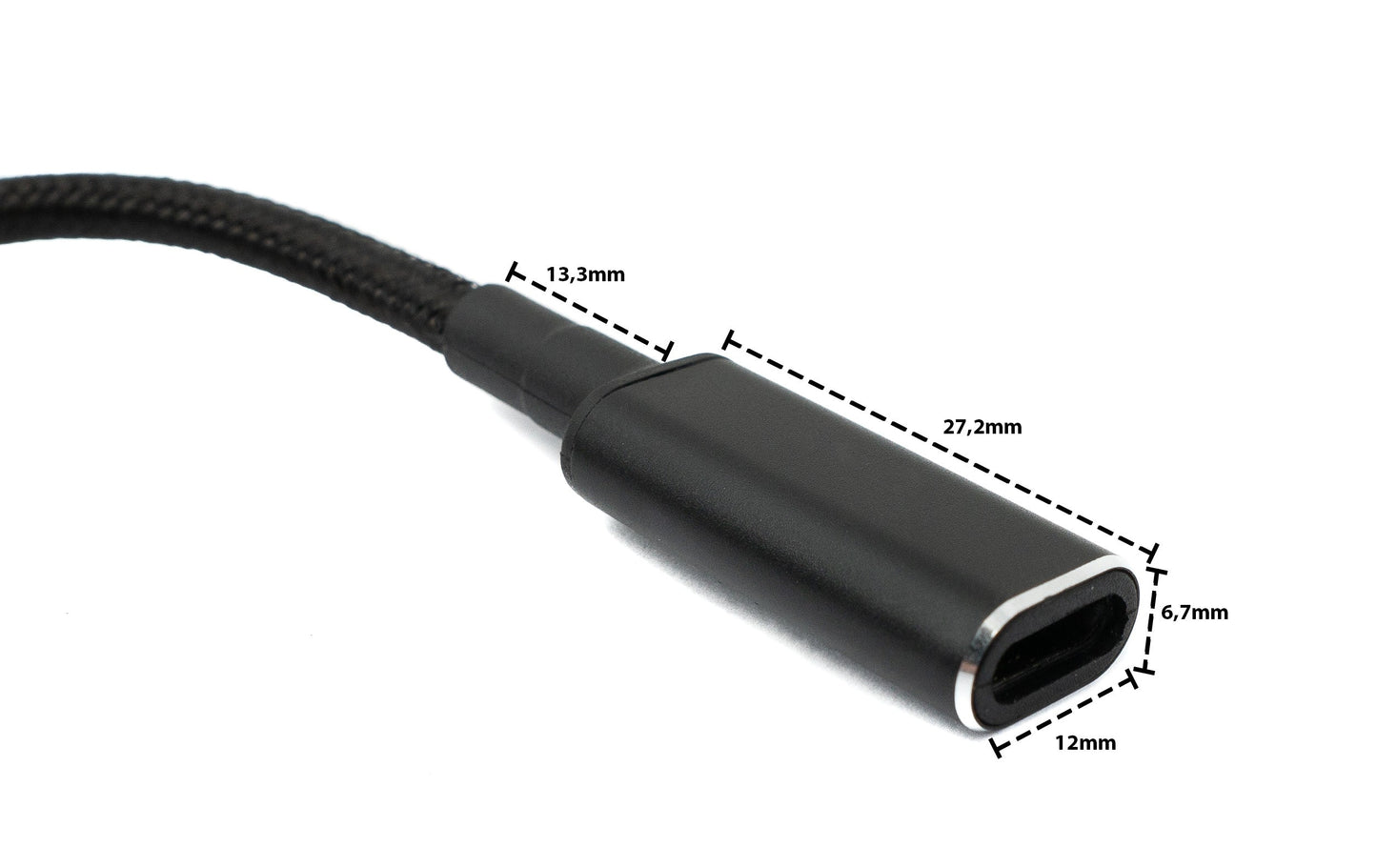 SYSTEM-S USB 3.1 cable 16 cm Type C female to Rectangle 11.0 x 4.5 mm male braided