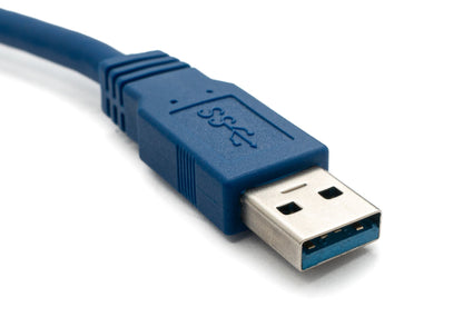 SYSTEM-S USB 3.0 cable 3 m Type B male to Type A male angled in blue