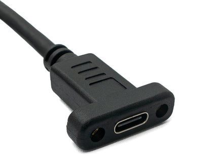 SYSTEM-S USB 3.1 Kabel 100 cm Typ C Stecker zu Buchse Schraube Winkel in Schwarz