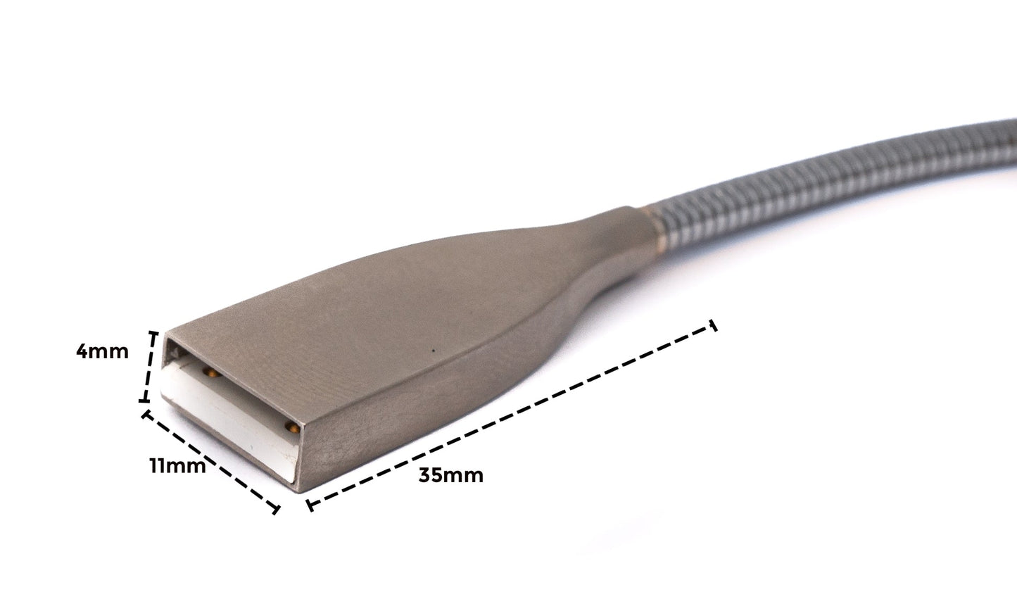 SYSTEM-S USB 3.1 Kabel 100cm Typ C Stecker zu 2.0 Typ A Buchse Metall Feder Grau