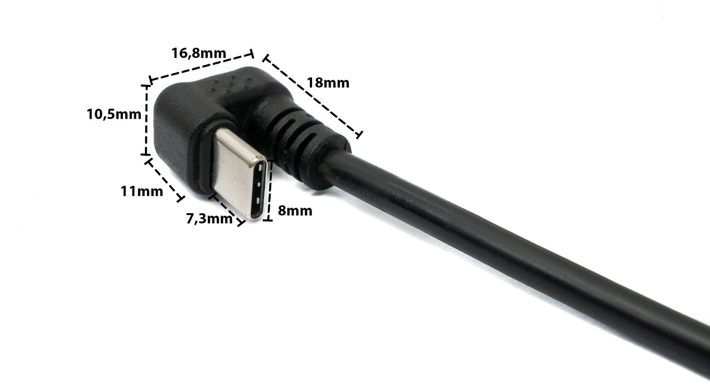 SYSTEM-S USB 3.1 U Turn 180° Kabel 30cm Typ C Stecker zu Buchse Winkel in Schwarz