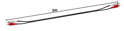SYSTEM-S Cinch 2 RCA Kabel 3 m Stecker zu Stecker Stereo AV in Schwarz