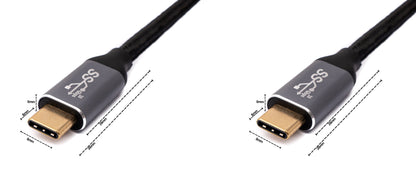 SYSTEM-S USB 3.1 Gen 2 100W Kabel 100 cm Typ C Stecker zu Stecker geflochten in Schwarz