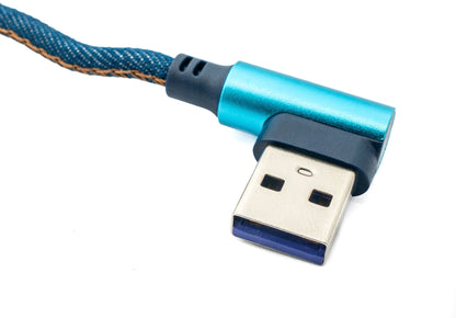 SYSTEM-S USB 3.1 Kabel 100cm Typ C Stecker Typ A Stecker geflochten Winkel in Blau