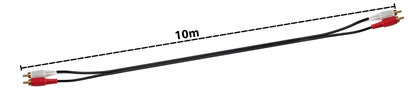 SYSTEM-S Cinch 2 RCA Kabel 10 m Stecker zu Stecker Stereo AV in Schwarz