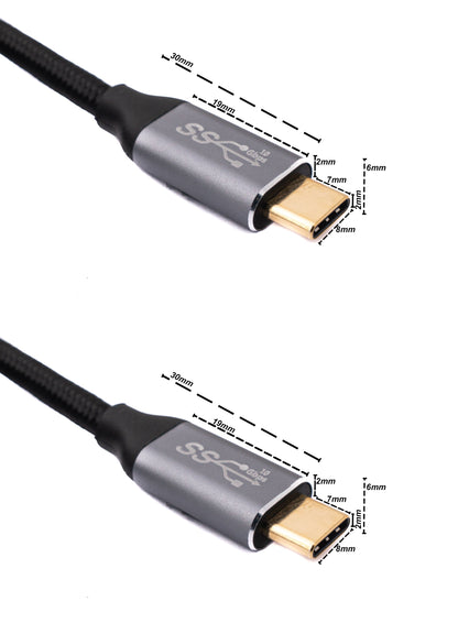 SYSTEM-S USB 3.1 Gen 2 Kabel 3 m Typ C Stecker zu Stecker geflochten in Schwarz