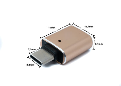 SYSTEM-S USB 3.1 Adapter Type C Male to 3.0 Female Cable in Pink Metallic