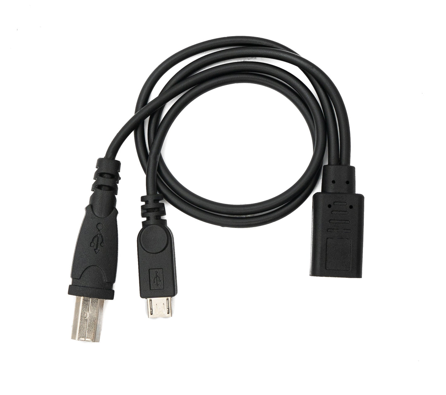 SYSTEM-S USB 3.1 Kabel 30 cm Typ C Buchse zu 2.0 Micro B und Typ B Stecker Adapter Schwarz