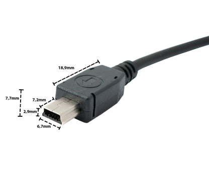 SYSTEM-S USB 2.0 cable 25 cm Mini B plug to Type A plug in black 