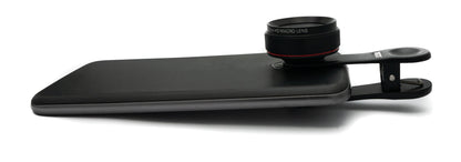 SYSTEM-S Makro Linse 1.1x bis 2.8x Vergrösserung mit Clip und Schutztasche für Smartphone
