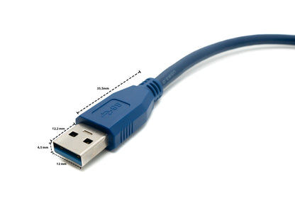SYSTEM-S USB 3.0 Kabel 180 cm Typ A Stecker zu Buchse in Blau