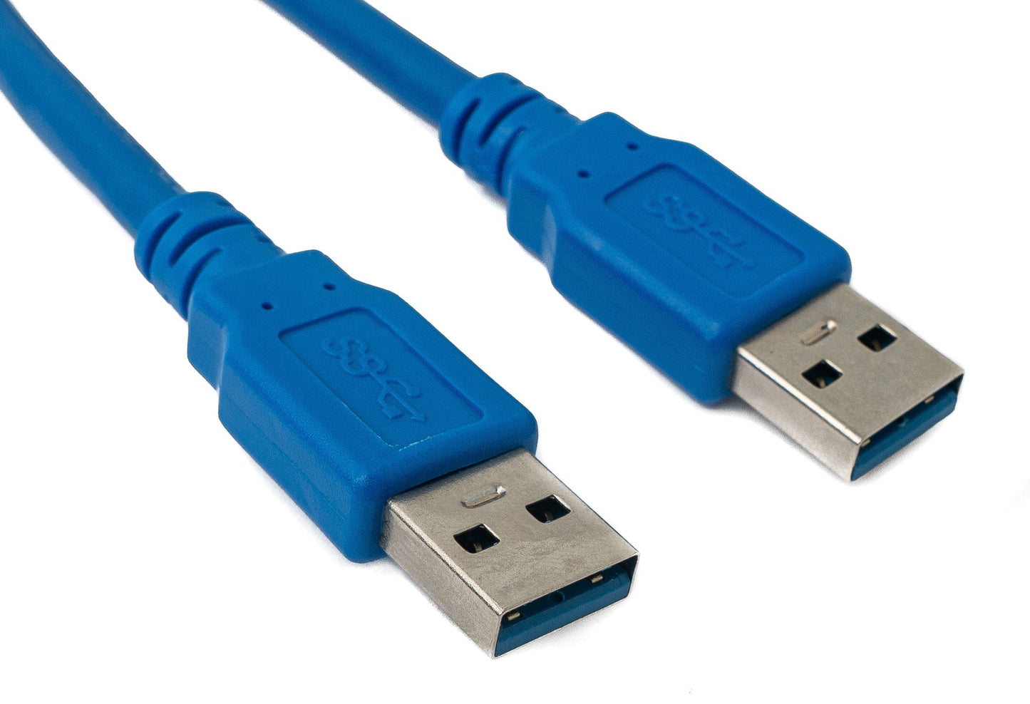 SYSTEM-S USB 3.0 double cable 50 cm 2x Type A male to 2x Type A female screw in blue