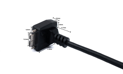 SYSTEM-S USB 3.0 Kabel 30 cm Micro B Stecker zu Typ A Stecker Schraube Winkel in Schwarz