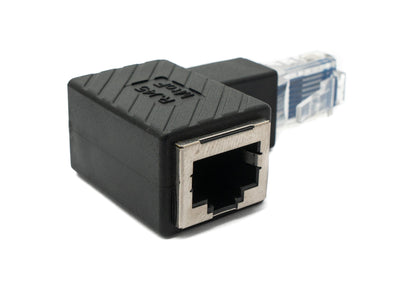 SYSTEM-S LAN Adapter RJ45 Stecker zu Buchse Winkel Ethernetadapter Kabel in Schwarz