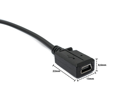 SYSTEM-S USB 3.1 U Turn 180° Cable 30 cm Type C Male to 2.0 Mini Female Angled Black