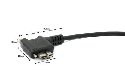 SYSTEM-S USB 3.0 Kabel 30 cm Micro B Stecker zu Typ A Stecker Schraube Winkel in Schwarz