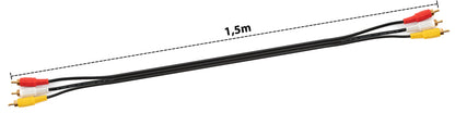 SYSTEM-S Cinch 3 RCA Kabel 1,5 m Stecker zu Stecker Stereo & Composite AV Schwarz