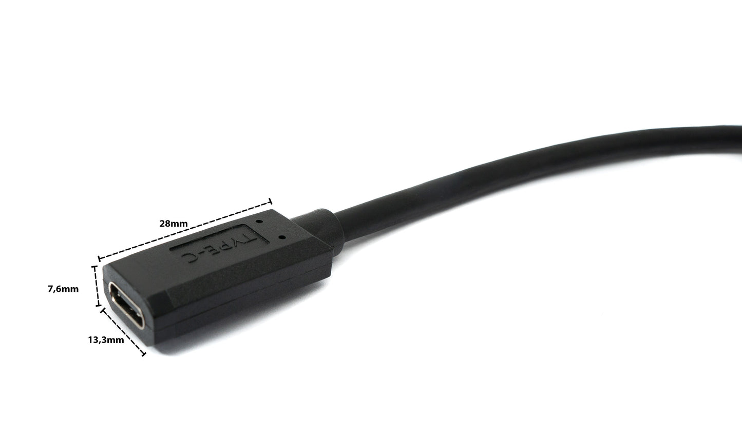 SYSTEM-S USB 3.1 Gen 2 cable 1.8 m Type C male to female angled in black