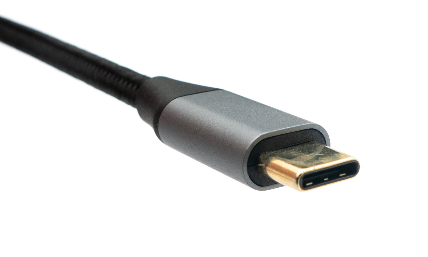 SYSTEM-S 3in1 Adapter Mini DP 1.4 Buchse & 2x USB 3.1 Typ C Buchse zu Typ C Stecker Grau