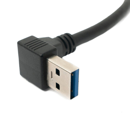 SYSTEM-S USB 3.0 Kabel 25 cm Micro B Stecker zu A Stecker Schraube Winkel Adapter Schwarz
