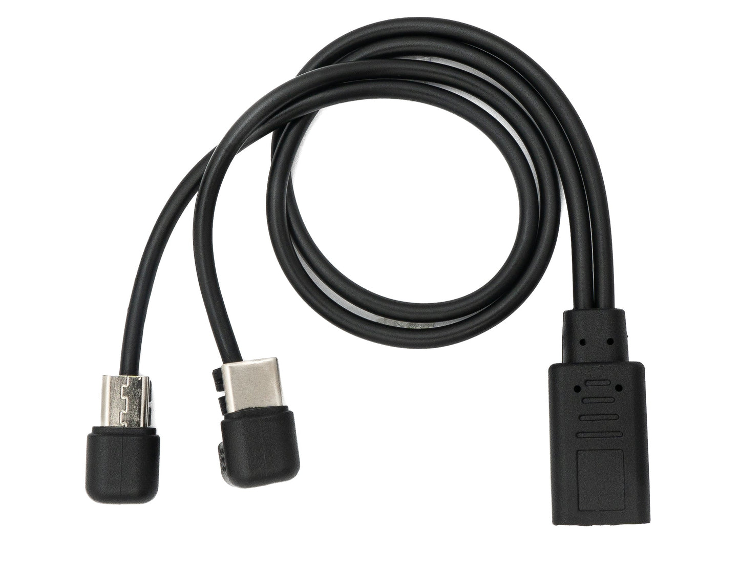 SYSTEM-S USB 3.1 cable 30 cm Type C &amp; 2.0 Micro B male to female 180° angle in black 