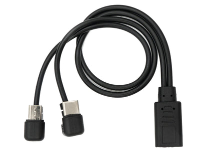 SYSTEM-S USB 3.1 cable 30 cm Type C &amp; 2.0 Micro B male to female 180° angle in black 