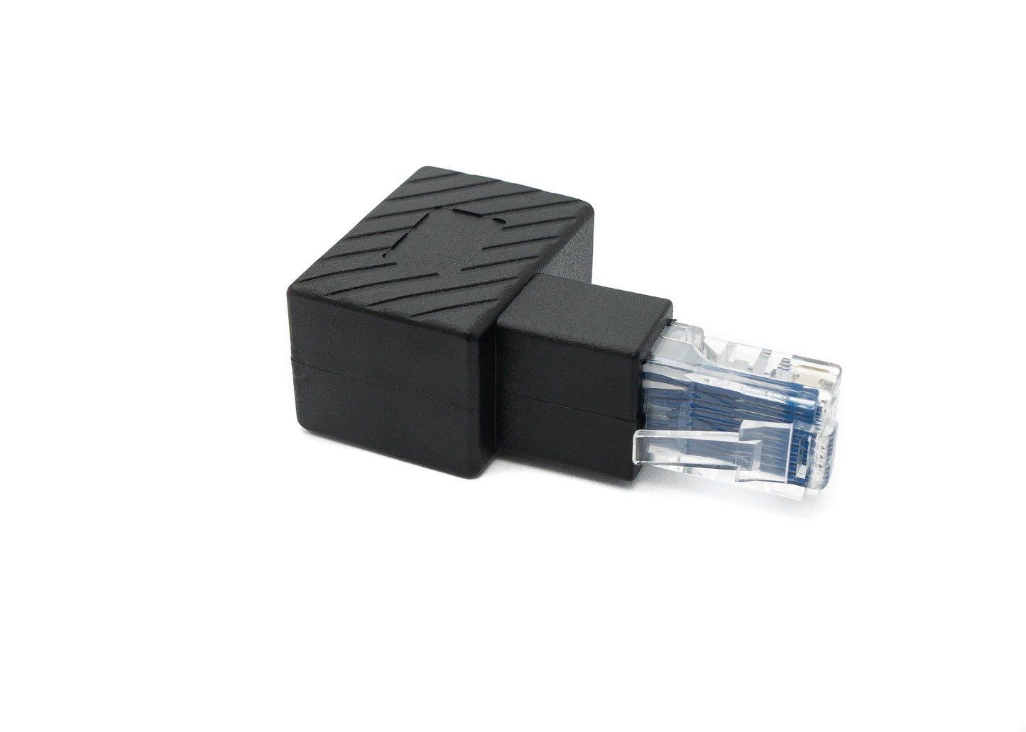 SYSTEM-S LAN Adapter RJ45 Stecker zu Buchse Winkel Ethernetadapter Kabel in Schwarz