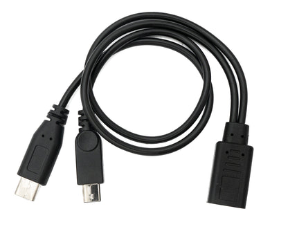 SYSTEM-S USB 3.1 Kabel 30 cm Typ C & 2.0 Micro B Stecker zu Buchse Adapter in Schwarz