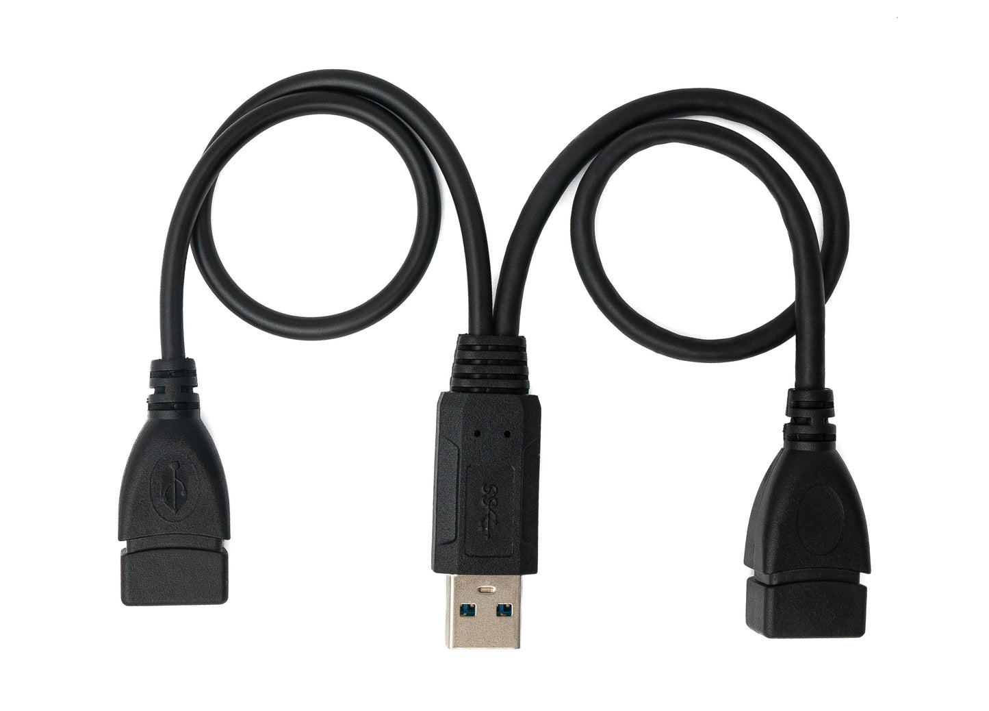 SYSTEM-S USB 3.0 cable 30cm Type A &amp; 2.0 Type A female to 3.0 Type A male Black