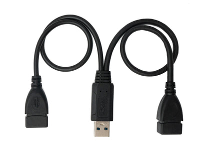 SYSTEM-S USB 3.0 cable 30cm Type A &amp; 2.0 Type A female to 3.0 Type A male Black