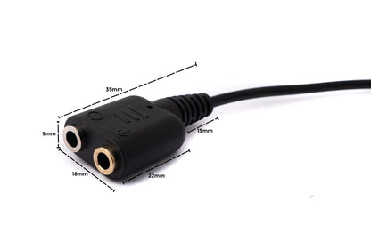 SYSTEM-S Telefon Headset Adapter 20cm RJ9 Stecker zu 2x 3.5 mm Klinke Audio Kabel Schwarz