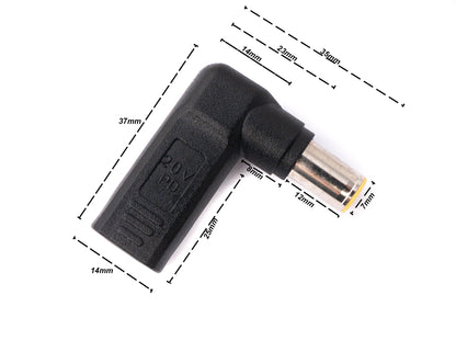 SYSTEM-S USB 3.1 Adapter Typ C Buchse zu DC 20V 7,9 x 5,4 mm Stecker Winkel Kabel