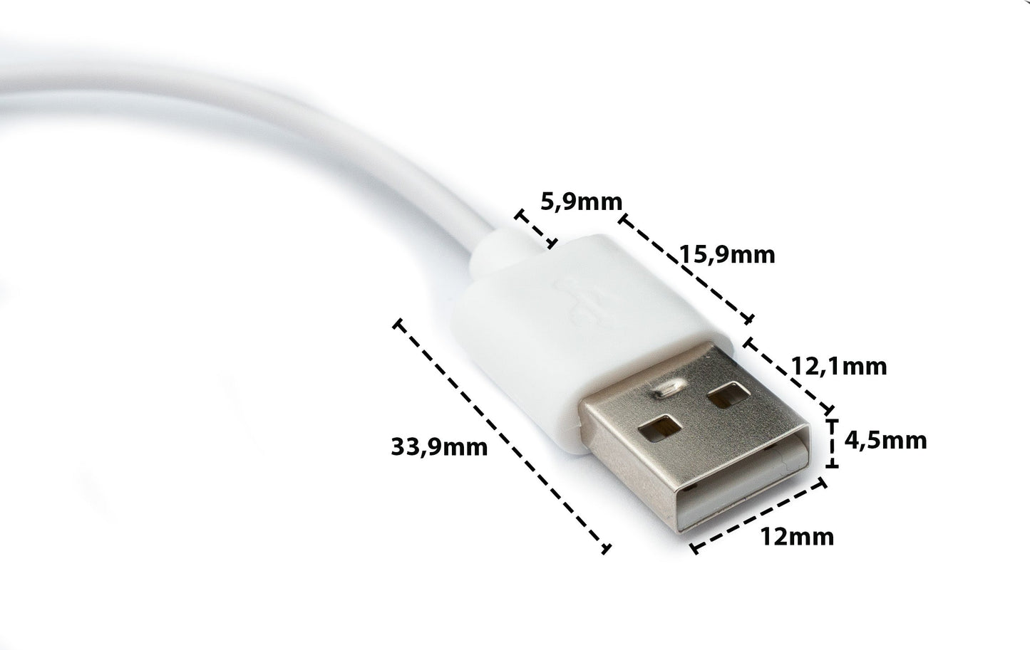 SYSTEM-S USB 2.0 Kabel 100 cm Ladestation für Honor Watch GS3 Smartwatch in Weiß