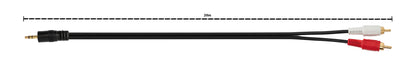 SYSTEM-S Cinch 2 RCA Kabel 20 m Stecker zu AUX 3,5 mm Klinke Stecker Stereo AV in Schwarz